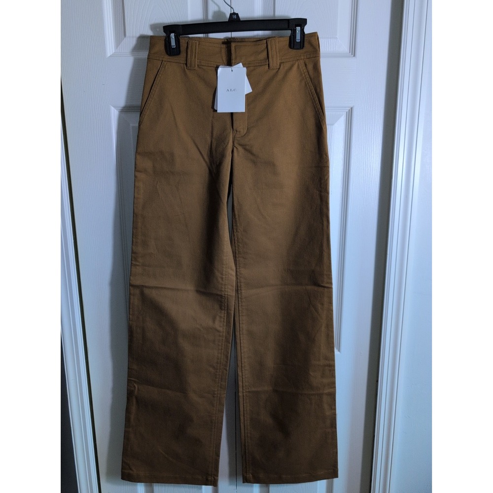 A.L.C. Womens NEW Size 0 Brown Wide Leg Stretch Cotton Pants Trousers NWT Mod